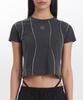 PODER Waveline Logo Crop T-Shirt [Charcoal]