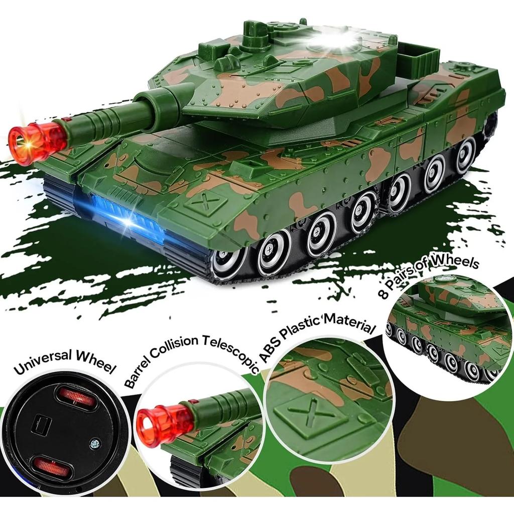 Robot Transformable Tank Toys for Kids Transforming Car Toys with Music & Light Military Army Birthday Gift for Boys Girls