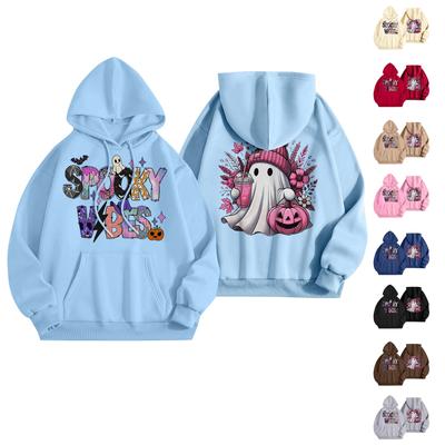 Women's Fashion Loose Casual Halloween Long Sleeve Hooded  Printed Hooded Sweatshirt