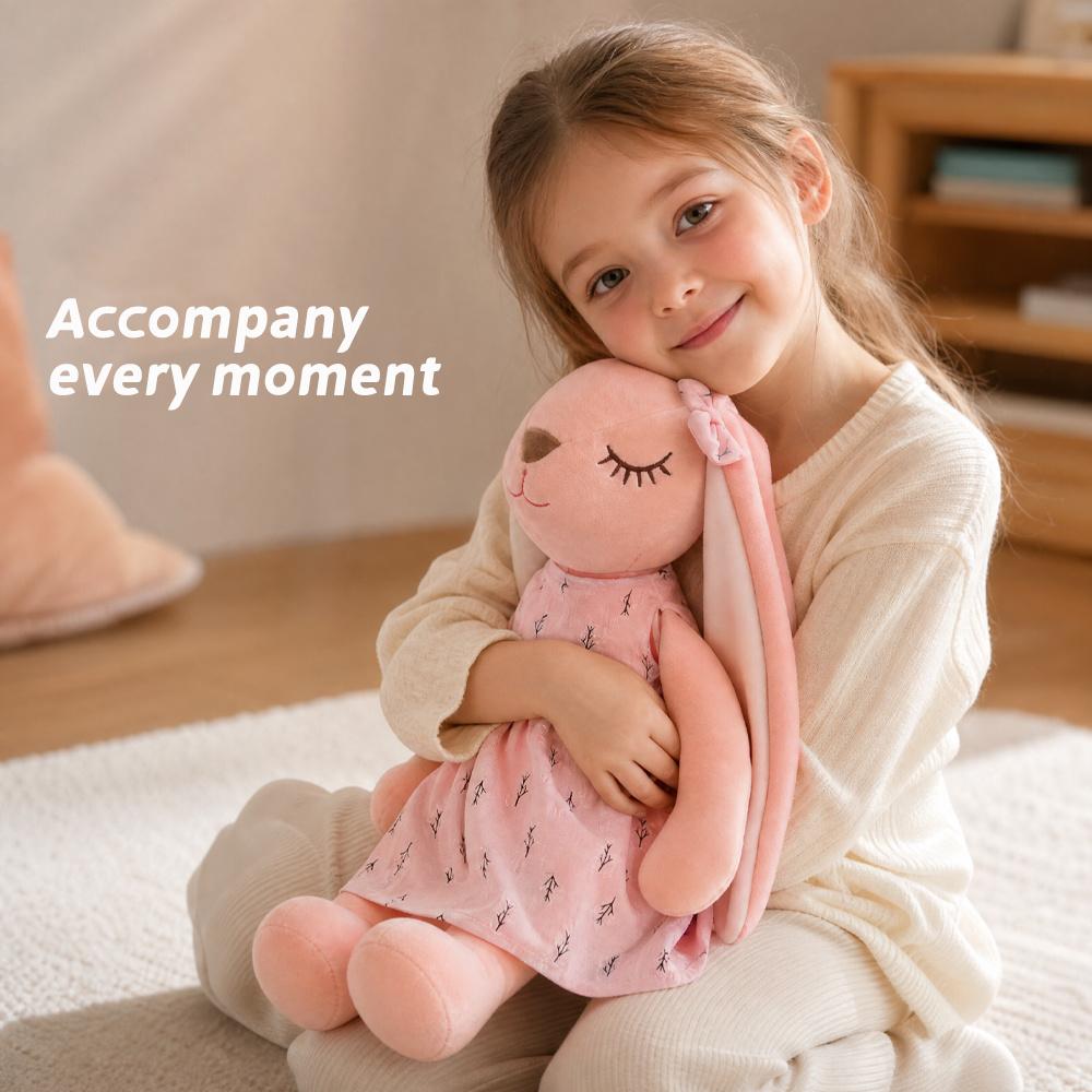 Miniso An An Rabbit Plush/soft and Cute Long-eared Doll/toy Pillow/little Rabbit Plush Doll/fresh Floral Dress with Smile Design