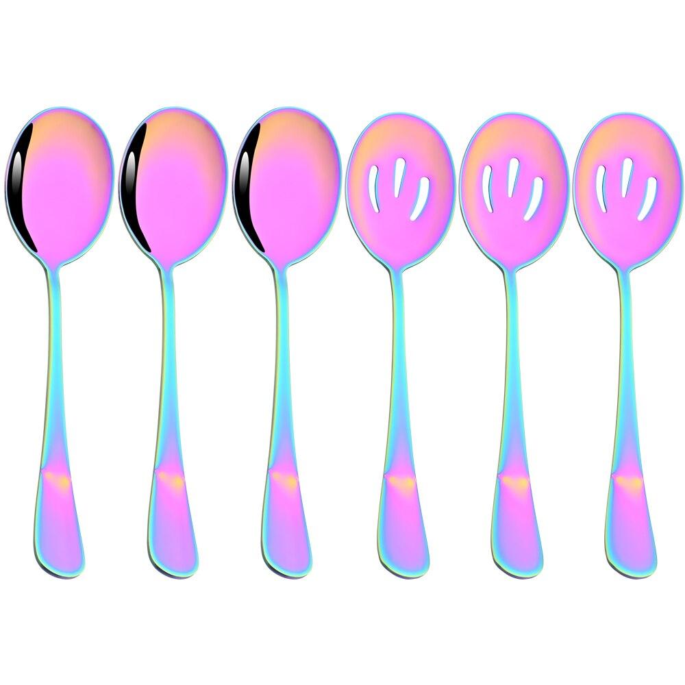 Sada zrcadlového nádobí Růže 3 ks servisní lžičky 3 ks servisní cedník Sada nádobí z nerezové oceli Sada nádobí pro večeři formou bufetu