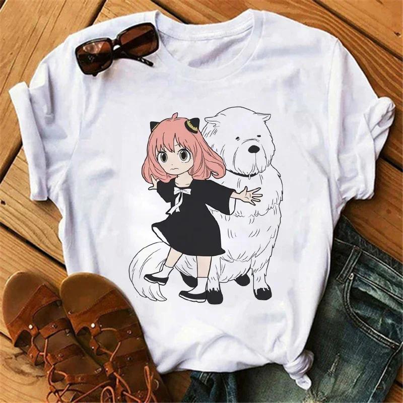 Anime Spy X Family Tişört Kadın Japon Harajuku Modası Kısa Kollu Tişörtler Yazlık Üstler Kawaii O Yaka Kadın Tişört Üst Unisex