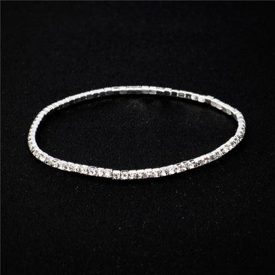Braccialetto elastico da sposa con strass super fine da 2,0 mm, bracciale con fila singola di diamanti glitterati, bracciale elastico con cristalli, bracciale da donna