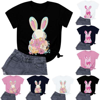 Women's Round Neck Casual Printed Short-sleeved T-shirt Top