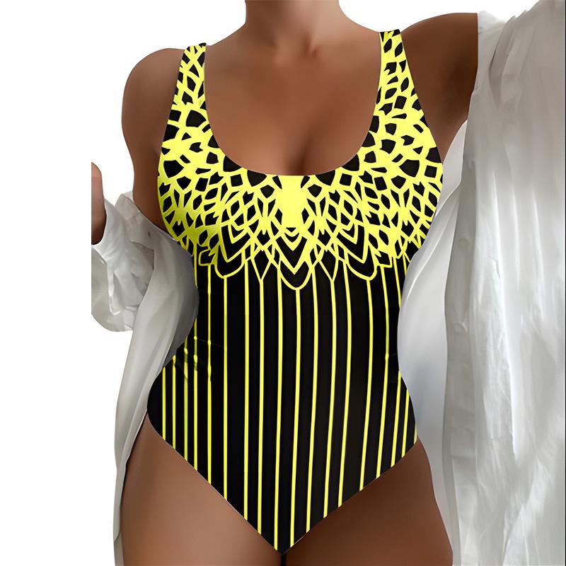 New bikini sexy skin tone one-piece bikini swimsuit printed women's swimsuit