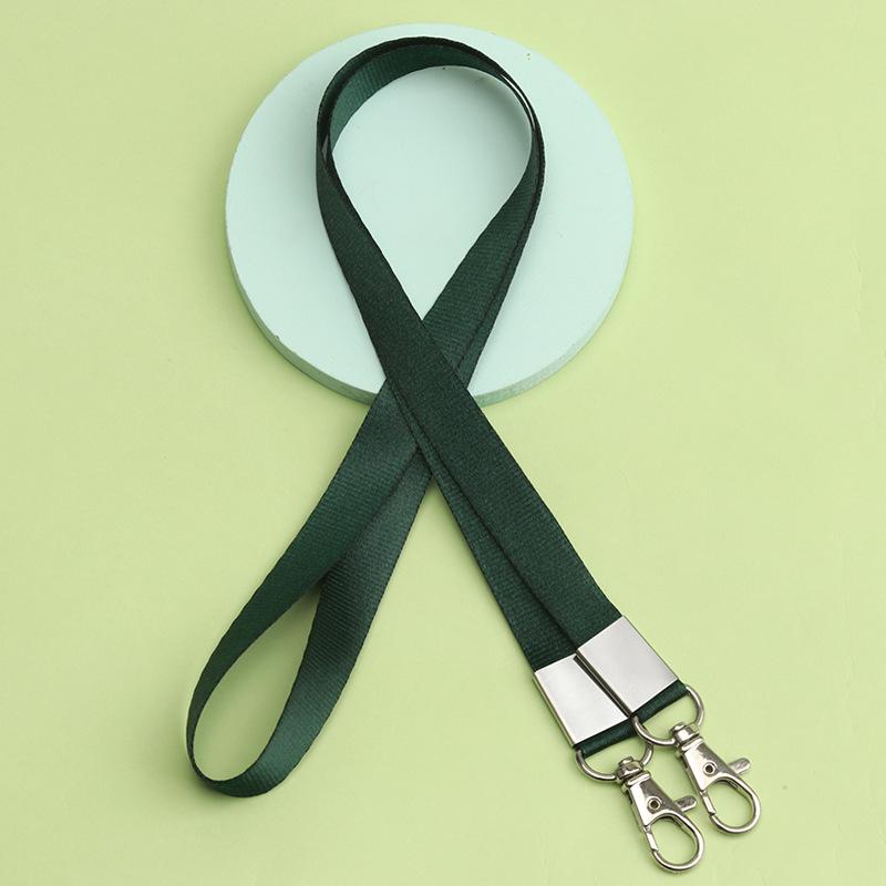 Double Hook ID Badge Lanyard with Double Buckle and Dual Clip Holder