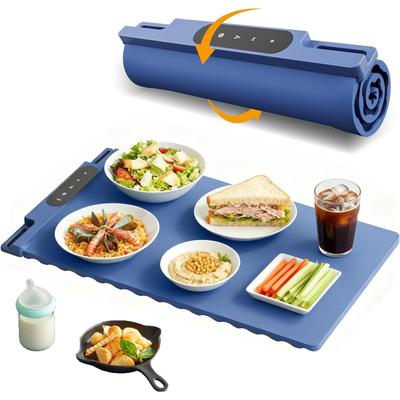 Electric Warming Tray, Rollable for Portability, Silicone Nano Material, Full-Surface Heating, Suitable for Daily Household Use and Gatherings