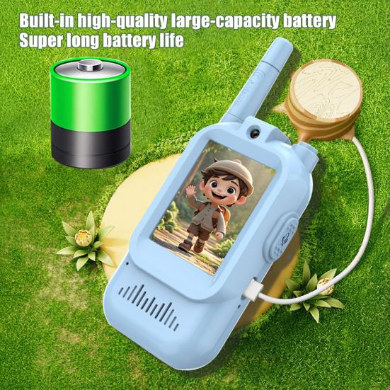 2 Stück Kinder-Video-Sprechanlage mit Live-Video- und Audio-Chat, wiederaufladbare Walkie-Talkies, Outdoor-Kommunikationsgerät für Jungen und Mädchen
