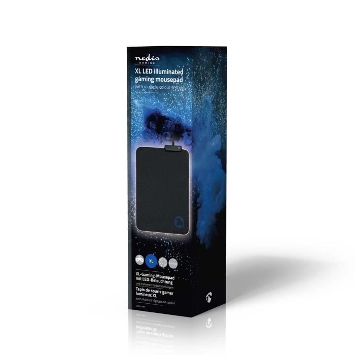 Tapis De Souris De Jeu - NEDIS - GMPDL110BK - Caoutchouc - Microfibre - Éclairage LED Réglable