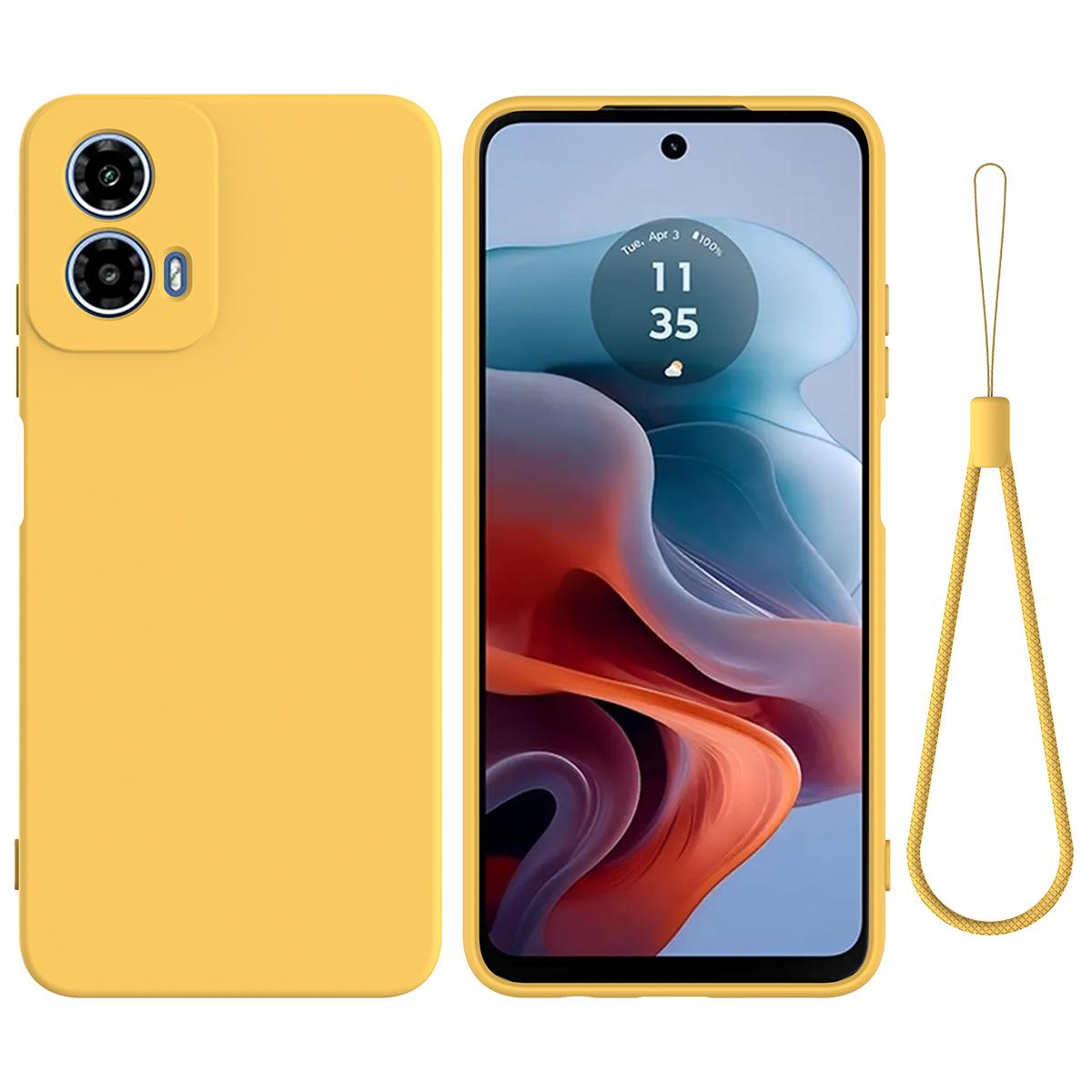 

For Motorola Moto G45 5G Case Liquid Silicone Anti-Scratch Phone Cover with Hand Strap B