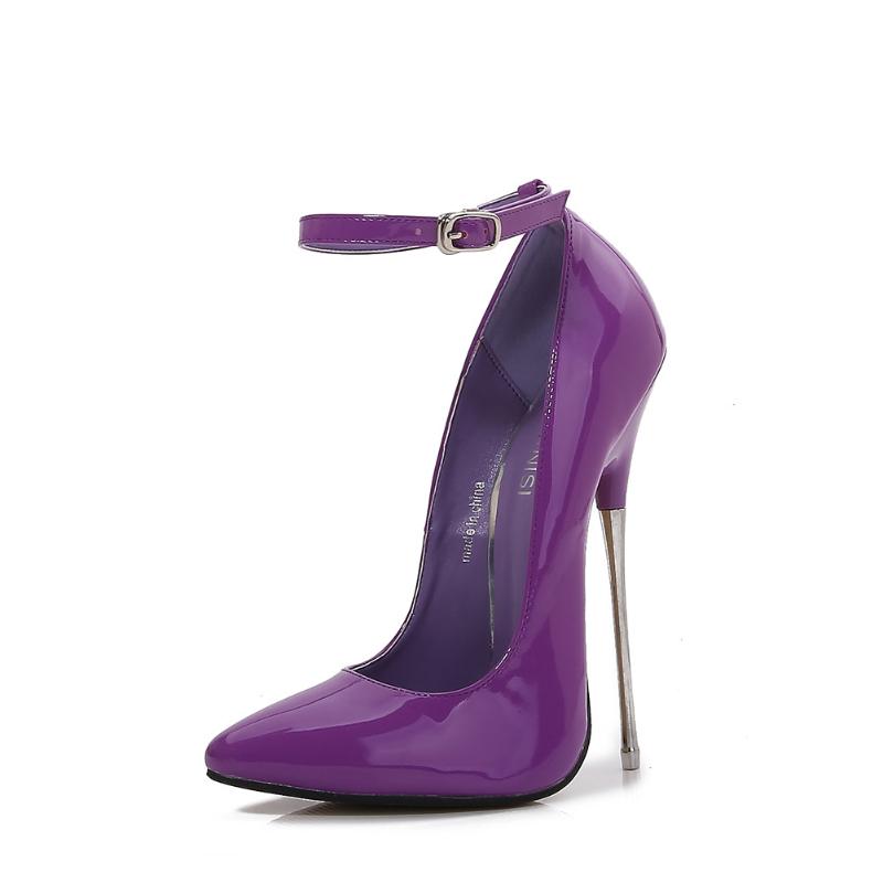 New Super High Pointed Toe Slim Heels Shoes Style Fashionable Light Mouth Large Size Elegant Buckle Fashionable Bright Colors
