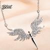 Fine Workmanship Necklace Women Rhinestones Angle Wing Shape Pendant Choker