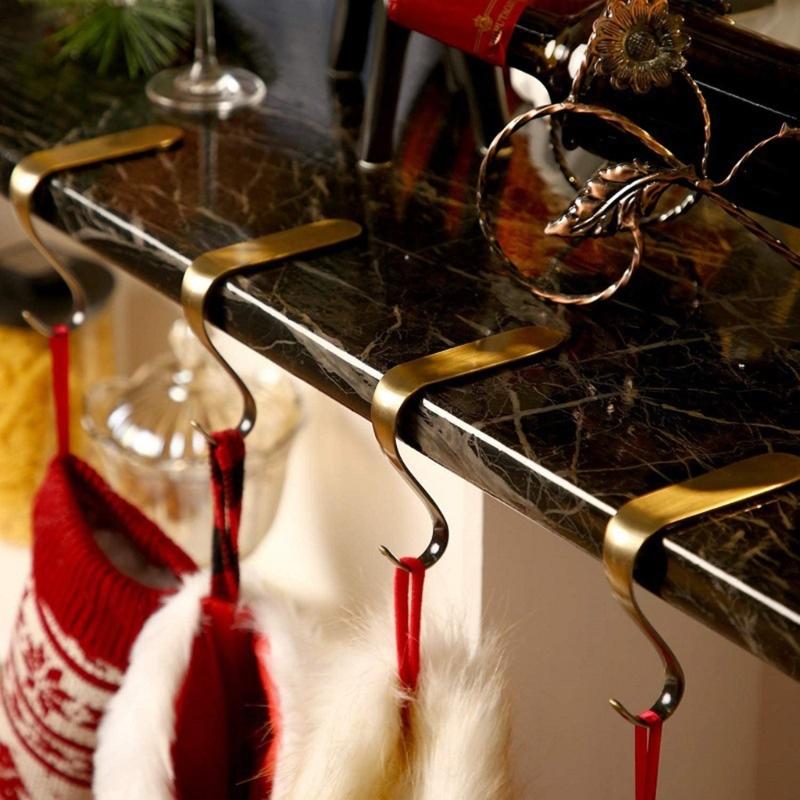 Pack of 4 Sturdy Metal Stocking Holders Home Accessoyr for Christmas Fireplaces Decoration and Holiday Mantels Hook
