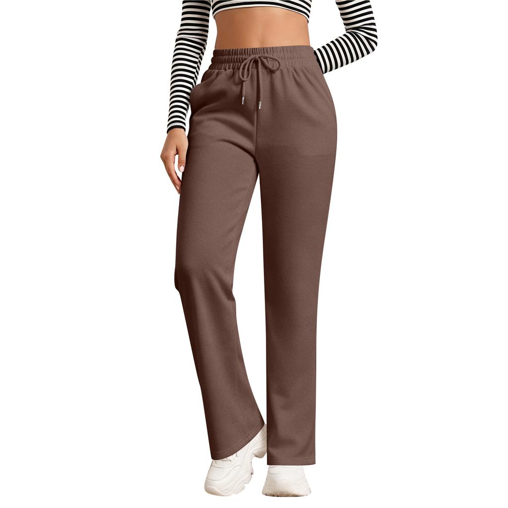 Gefütterte Damen-Jogginghose mit weitem Bein und Taschen für Freizeit und Alltag