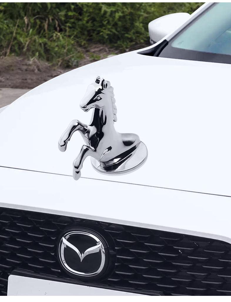3D Horse Head Wing Car Emblem: Exterior Hood Decoration Metal Sticker