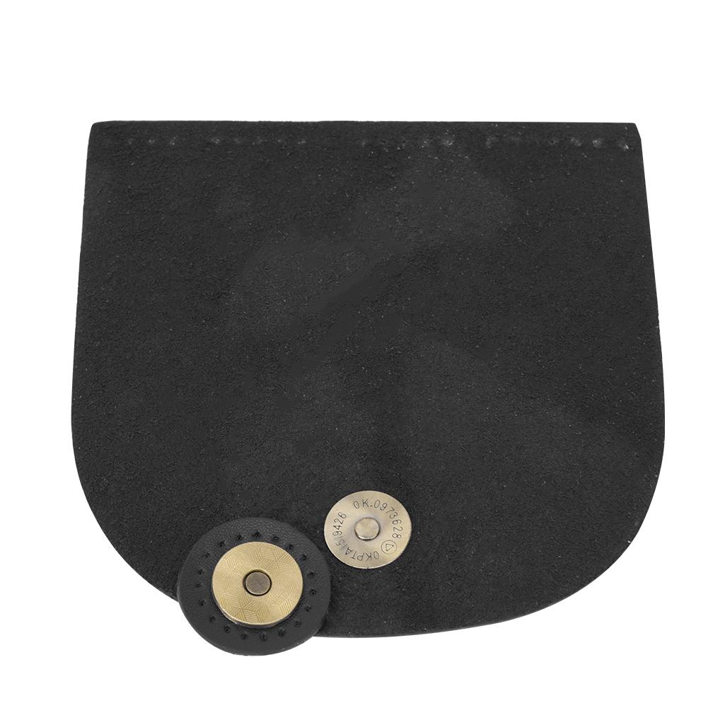 Bag Cover Split Leather Magnetic Buckle Hand Made Handbag Parts with Bronze Accessories 12.6x13.7cm(Brown )