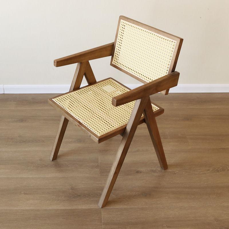 Nordic ins solid wood real rattan dining chair Medieval chair designer Chandigarh retro armrest leisure chair