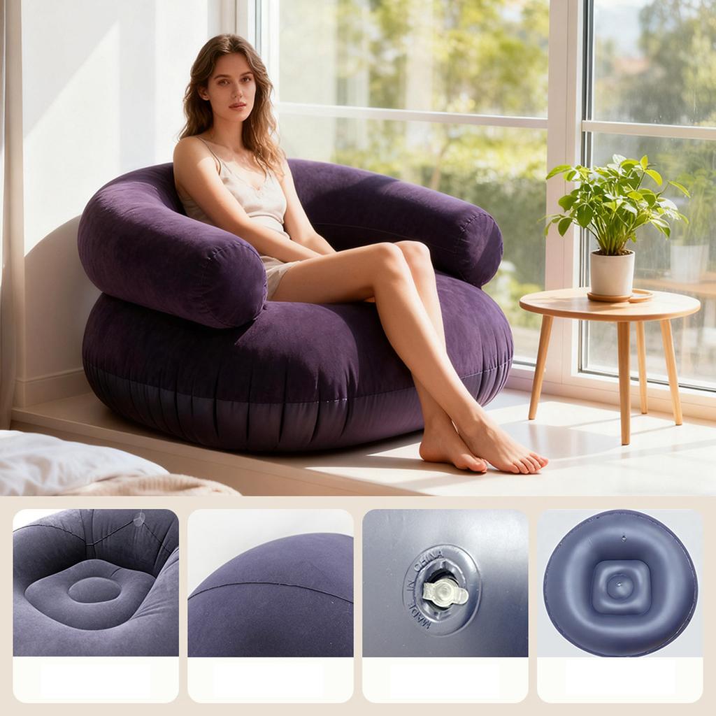 Inflatable Sofa Cover Lazy Bag Chair Single Seating For Small Bedroom Or Balcony , Cover,