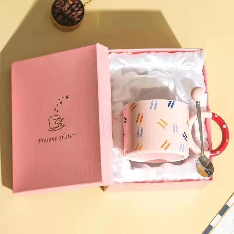 Ins Style High Value Mug Creative Cute Drinking Cup Girls Ceramic Cup Office Couple Coffee Cup