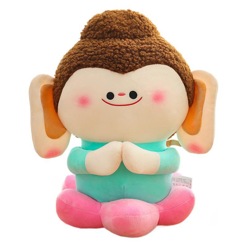 Push Pillow Buddha Xiaoban Yungang Grottoes Datong Cultural and Creative Lotus Buddha Wealth Buddha Plush Toy Pillow Ornament Gift for Women