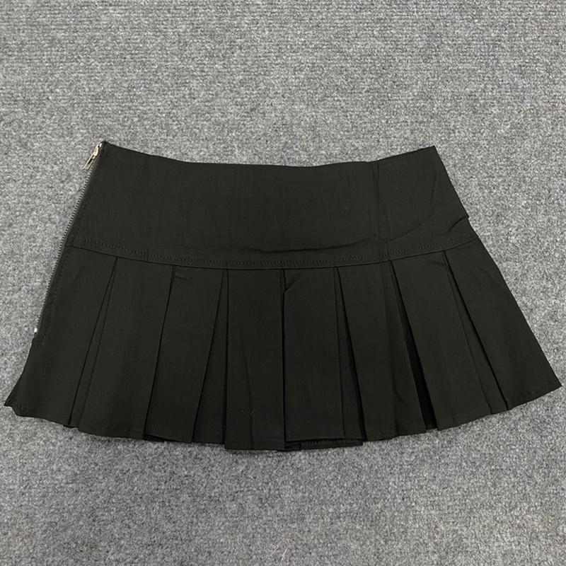 Y2K Gothic Punk Harajuku Sexy Ultra Short Riveted Fold Mini Skirt