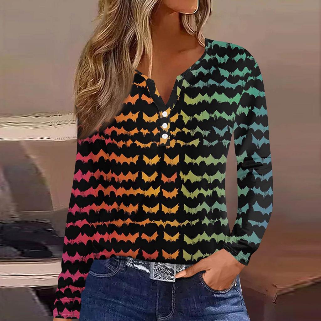 Women's T Shirt Tee Button Long Sleeve Daily Weekend Fashion Basic V- Neck Regular Top