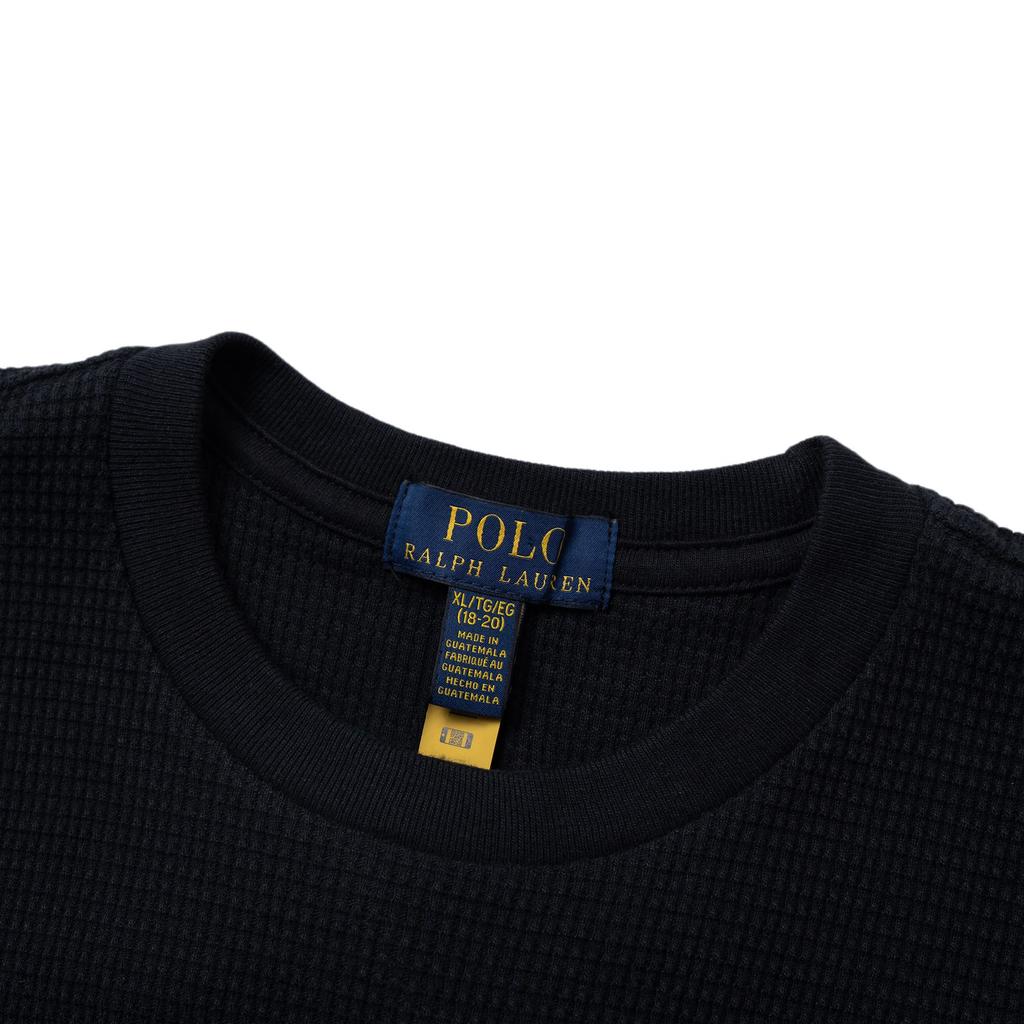Polo Ralph Lauren Einfarbig Rundhals Pony Logo Langarm T-Shirt Kinder Oberteile Schwarz 323920629-005