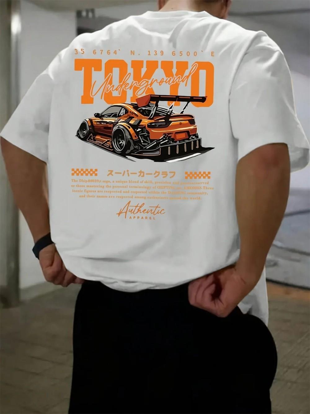 

2026 Summer Mens Casual Japanese Tokyo Style Printed Loose and Breathable TShirt S