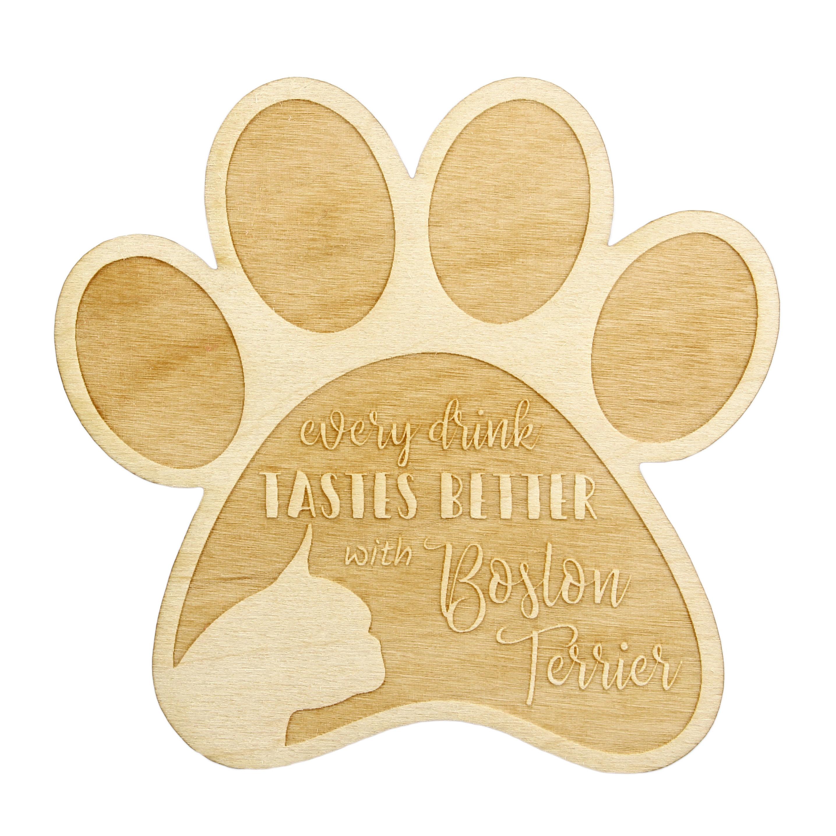 

Boston Terrier, American Gentleman - Mug coaster, engraved coaster with dog, gift for dog lover by Art-Dog brand