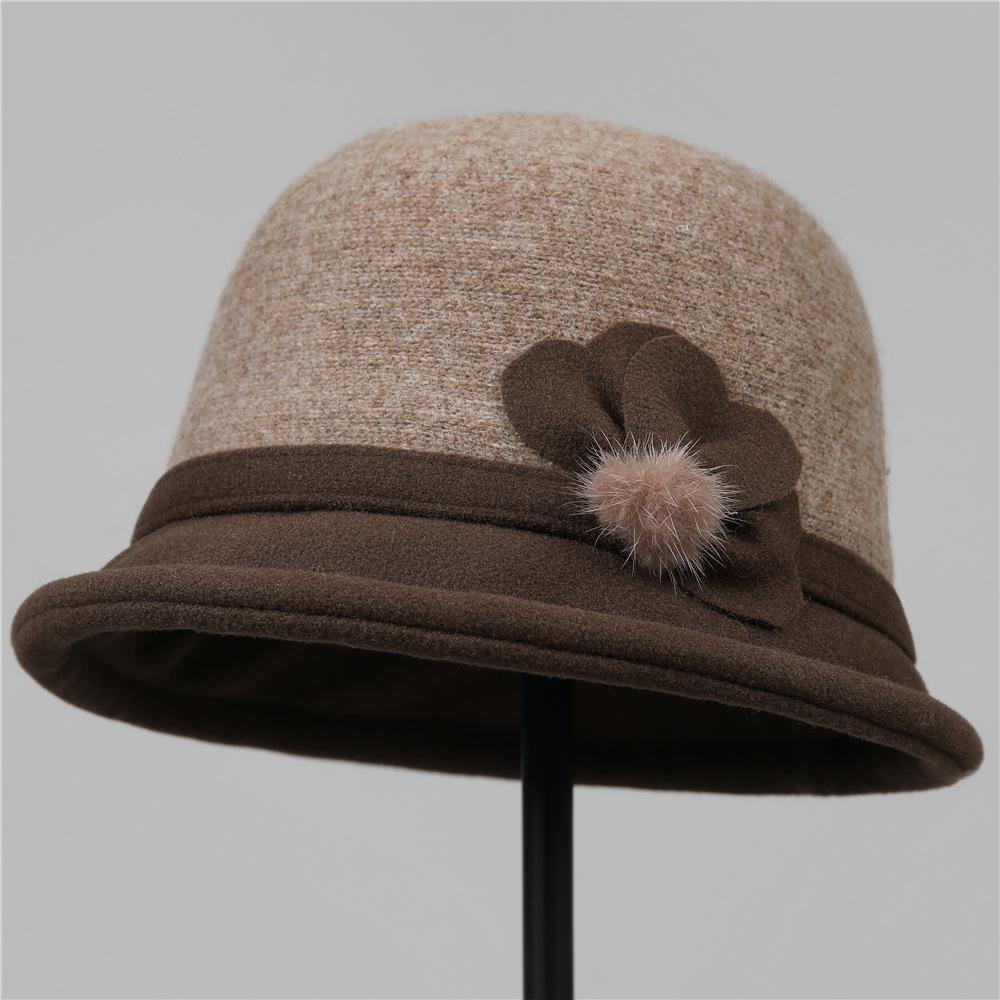 Mom Hat Lady New Autumn and Winter Foreign Style Grandma Bucket Hat Winter Models In the Elderly Old Lady Warm Hat