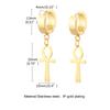 Vnox Ancient Egyptian Ankh Cross Earrings for Men, Stainless Steel Geometric Hoop Huggie Jewelry Gifts, Faith Ankh Stud Earring