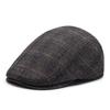 Retro Plaid Beret with Ear Protection for Middle-Aged and Elderly Men