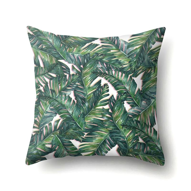 Polyester Pillowcase Nordic Ins Style Plant Flower Print Peach Leather Velvet Pillowcase Car Waist Cushion Cover