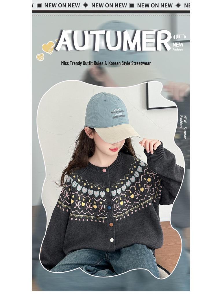 Strickjacke für Mädchen im koreanischen Stil: 2025 Herbst/Winter Mode Mantel für Kinder