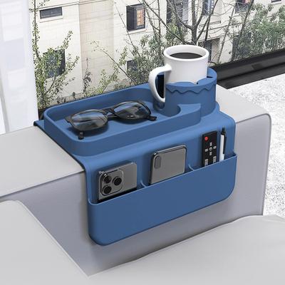 Silicone Coaster Sofa Cup Holder Tray Sofa Armrest Storage Box with Accessories Side Pocket for Remote Control and Beverage