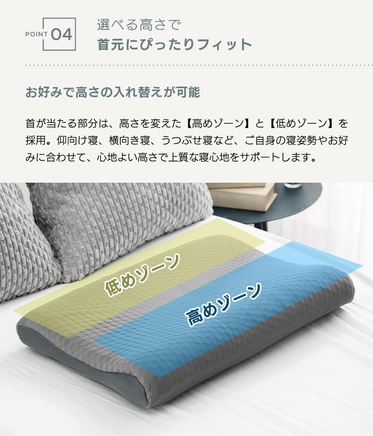 Fluffy Plus 4-Way Pillow with Adjustable Height and Firmness (PillowGray) - Floating Feel, Fit, Height Adjustable, Washable (Elastomer)