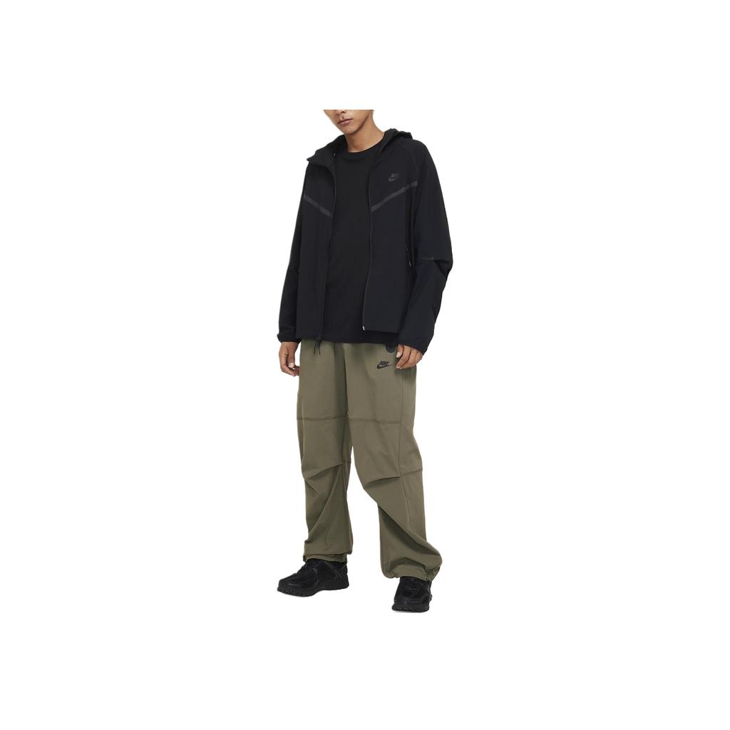Nike Woven Open-Hem Trousers Solid Color Mid-Waist Drawstring Loose Wide-Leg Knit Sports Pants Men Trousers Olive HM7159-223