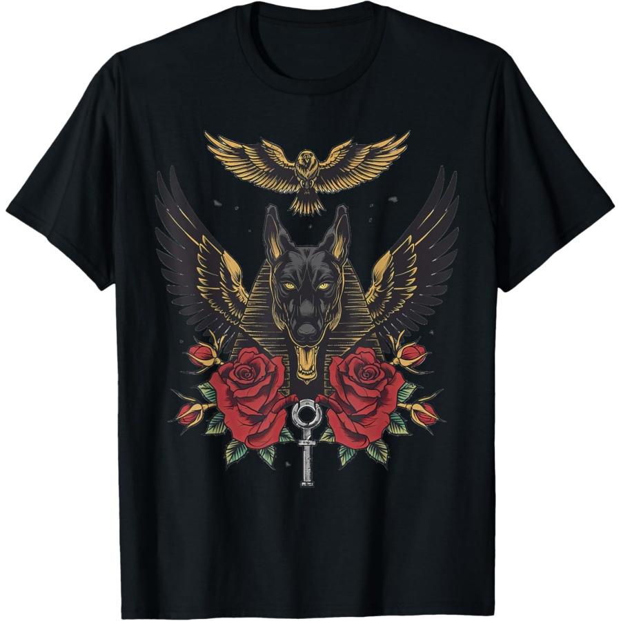 egypt ancient jackal pharaoh with roses sphinx egyptian T-Shirt XXXXXL чёрный
