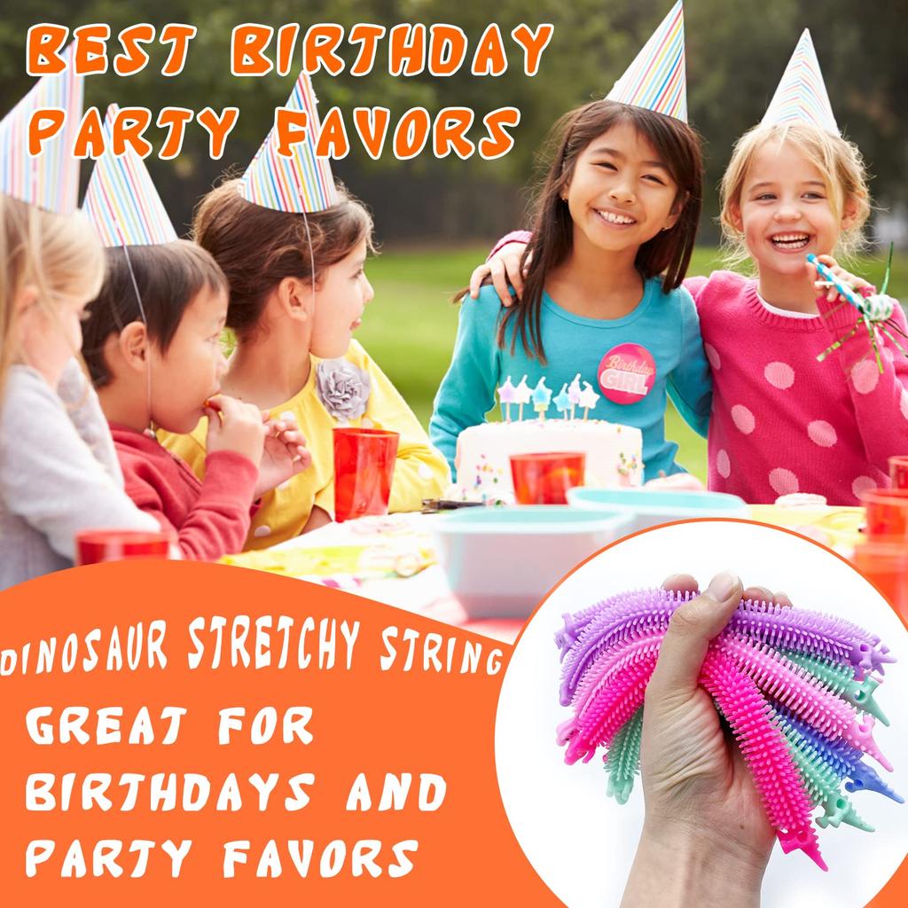 20/40/60 Pack Stretchy String Fidget Toys,Dinosaur Sensory Noodle Strings,Textured Stretchy String For Kids Adults Stress Relief