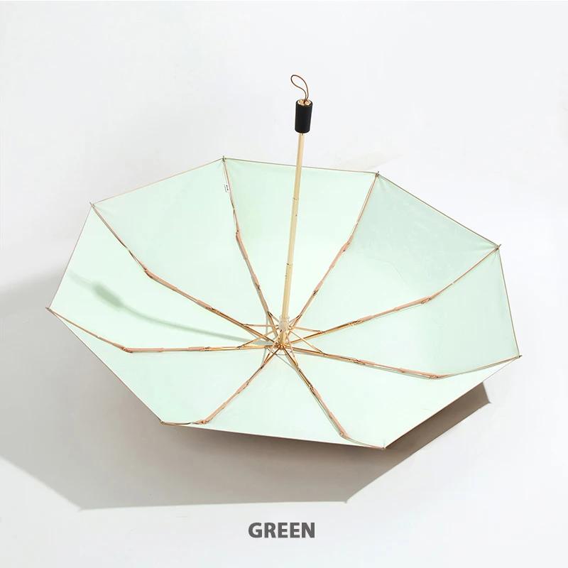

Роскошный золотой складной зонт для женщин, солнцезащитный зонт, блокирующий УФ-лучи, летний солнцезащитный зонт, ветрозащитный, сильный UPF50 + светло-зеленый