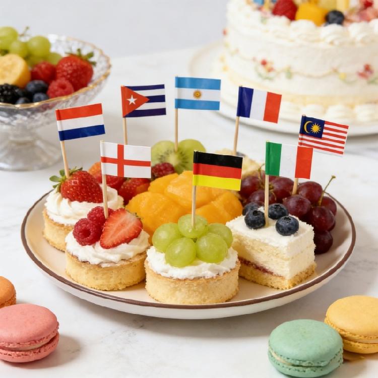 100Pcs National Flag Toothpick Cakes Picks Cupcake Top Decoration For Sweets Desserts Display And Festival Celebration