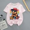 Capybara Summer Childrens Wear Shortsleeved Capybara Cute Childrens Roundneck Pink Trendy Brand Breathable Tshirt