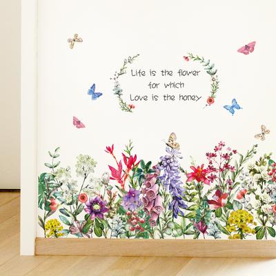 HT94013 neuer Stil romantische frische Blumen und Pflanzen Sockelleiste Kinderzimmer Arbeitszimmer Jungenzimmer Dekorationsaufkleber