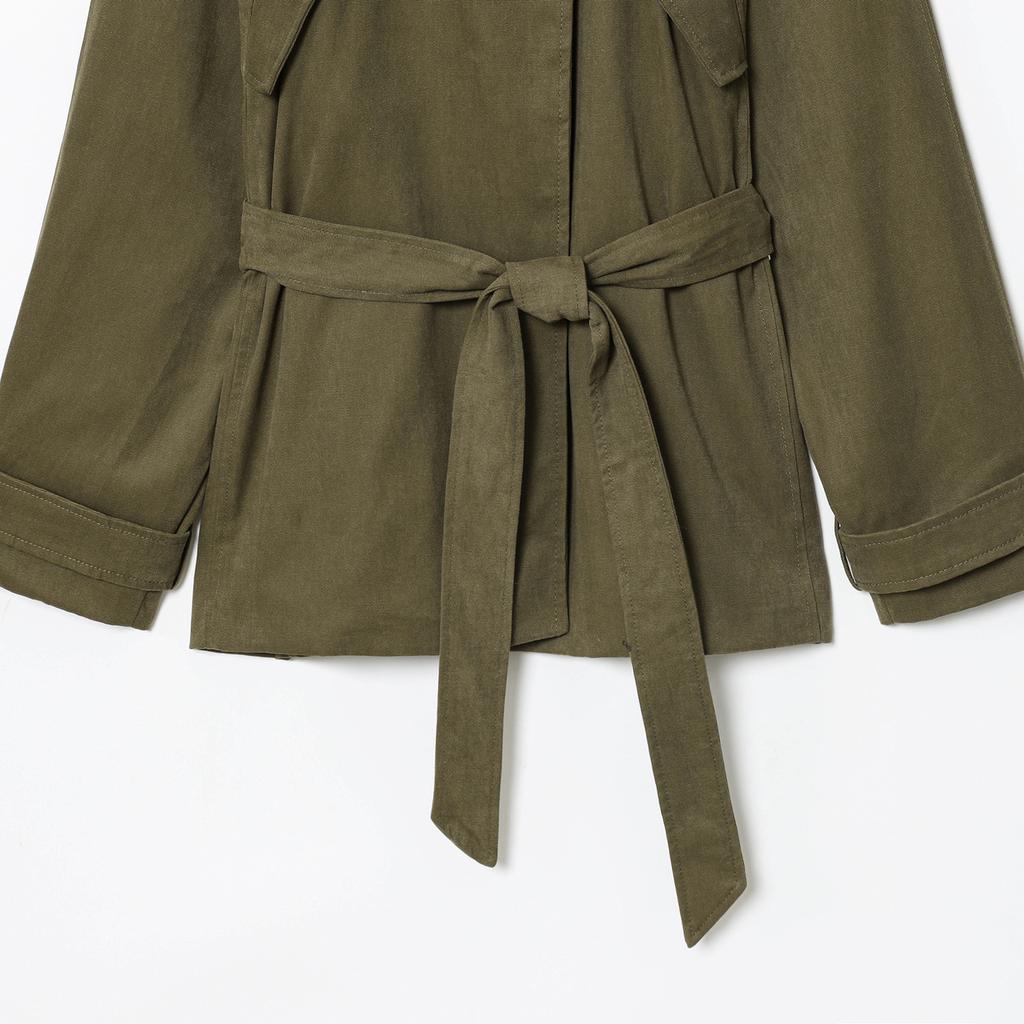 European and American Women's Clothing Popular Fashion Temperament Casual Belt Decoration Trench Coat