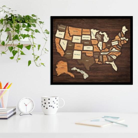 Holz USA Reise Puzzle Board State Reise Tracker Wanddeko Interaktives Reise Souvenir für Zuhause Büro Geschenk für Reisende