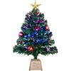 24inch Green Fiber Optic Christmas Tree,Prelit Artificial Tabletop Christmas Tree,Star,Butterfly and Ball Ornaments for Best Holiday Home