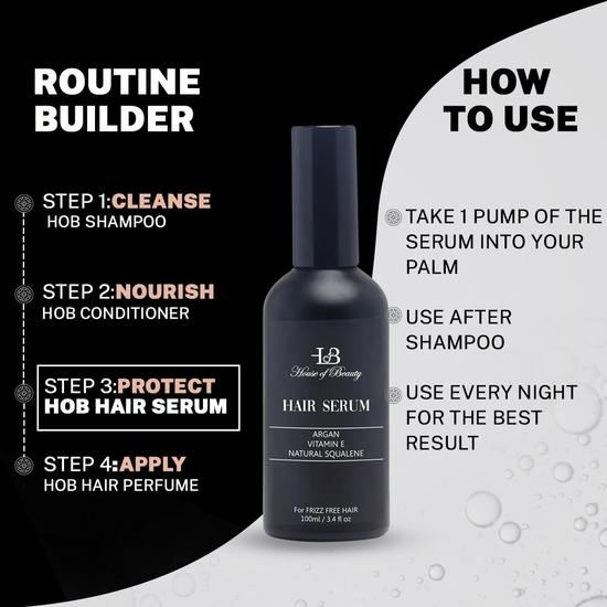 HOUSE OF BEAUTY Hair Serum with Argan Oil, Vitamin E & Plant Squalane, Sun Protection – Hair Growth, Frizz Control, Deep Nourishment & Shine - 100 Ml