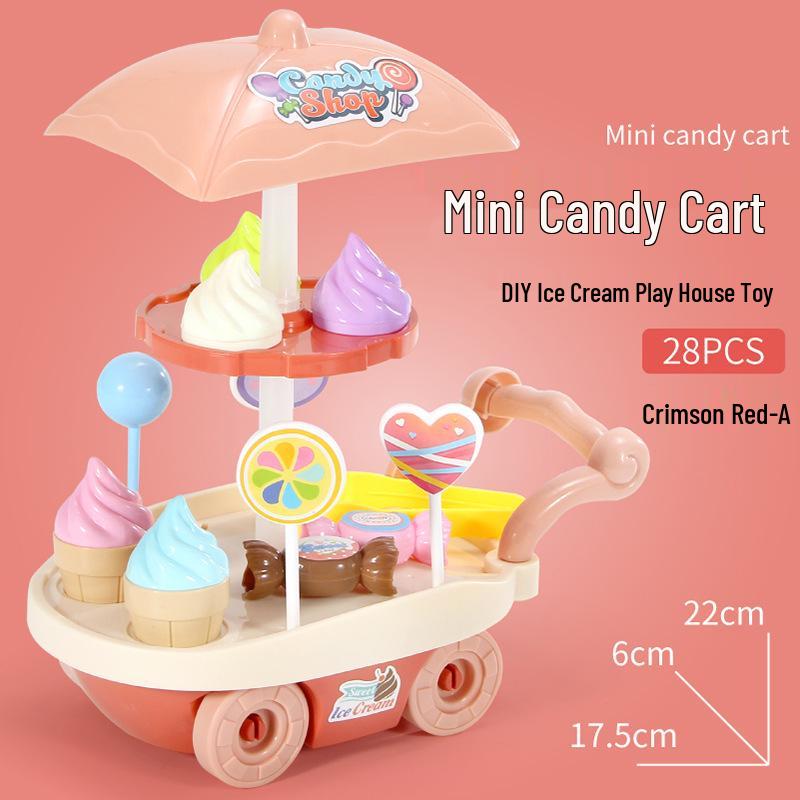 

Ice Cream Cart Candy Cutting Toy Set - Mini Popsicle Kitchen Play for Kids