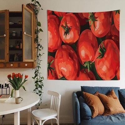 Popular Fruit Tomato Simple Cartoon Colorful Tapestry Wall Hanging Hanging Tarot Hippie Wall Rugs Dorm Wall Art Decor