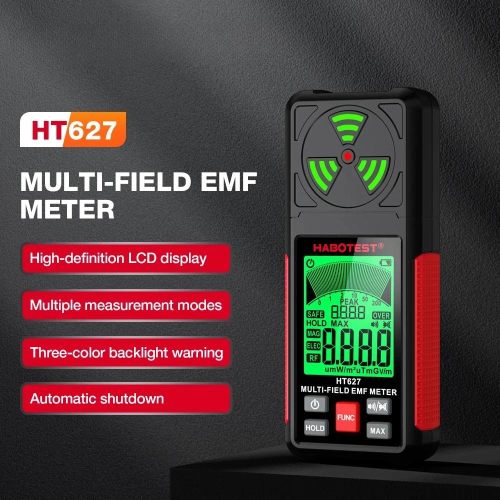 EMF Meter Electromagnetic Radiation Detector Ghost Hunter Professional Magnetic Electric RF Tester Ghost Hunting Electric Field Radiation Alarm HT627